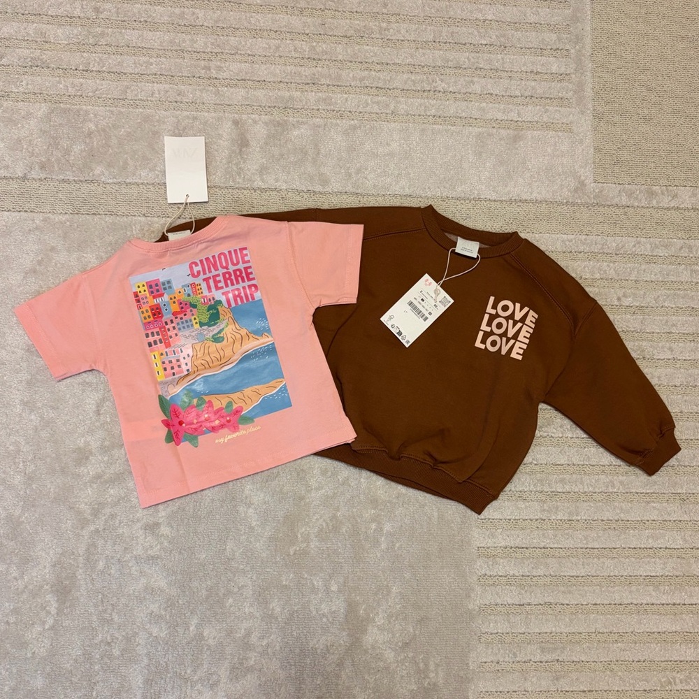 NWT Zara Kids Toddler Baby Sweatshirt Italy Love 18mo 2T Bundle Lot NEW Tags